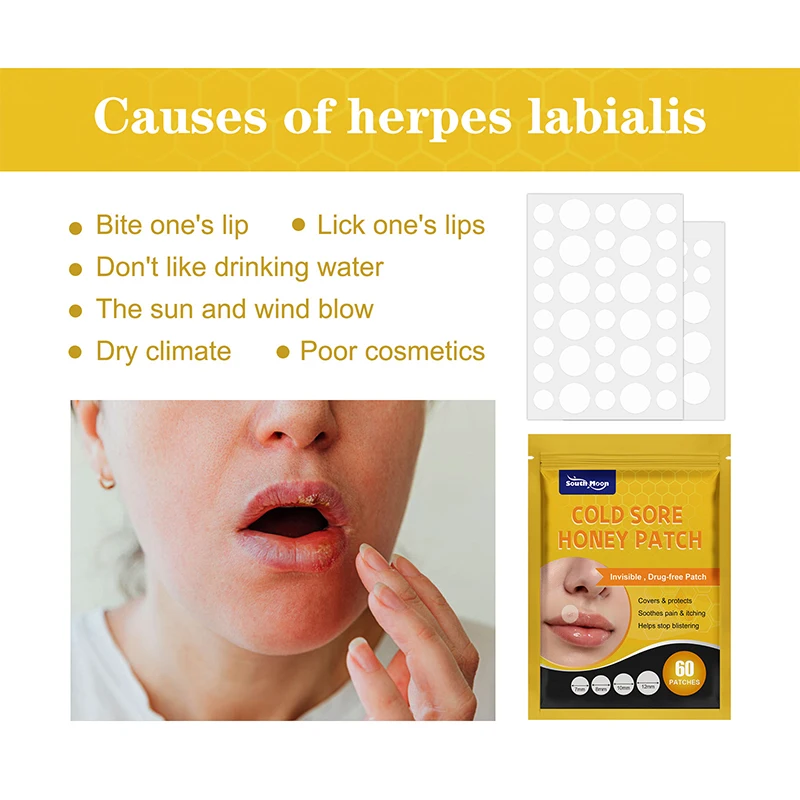 60/120/180Pcs Cold Sore Honey Patch Remove Mouth Ulceration Blisters Herpes Sticker Fungal Infection Pain Relief Medical Plaster