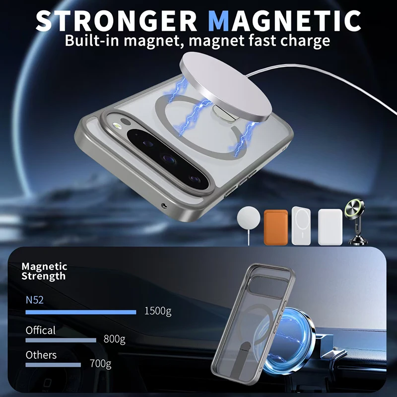 Car Mounted Magnetic Metal Invisible Bracket Phone Case For Magsafe For Google 10Pro XL 9A Lens Back Cover Protection Function - view 3