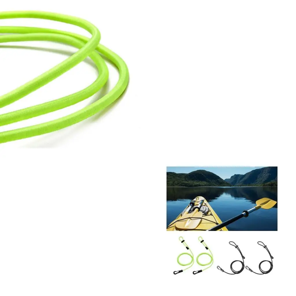 Q39E 2Pcs Safety Rod Adjustable Canoe Paddle Safety Lanyard Strap with Hook for Kayaking Securing Canoe Surfing Cycling