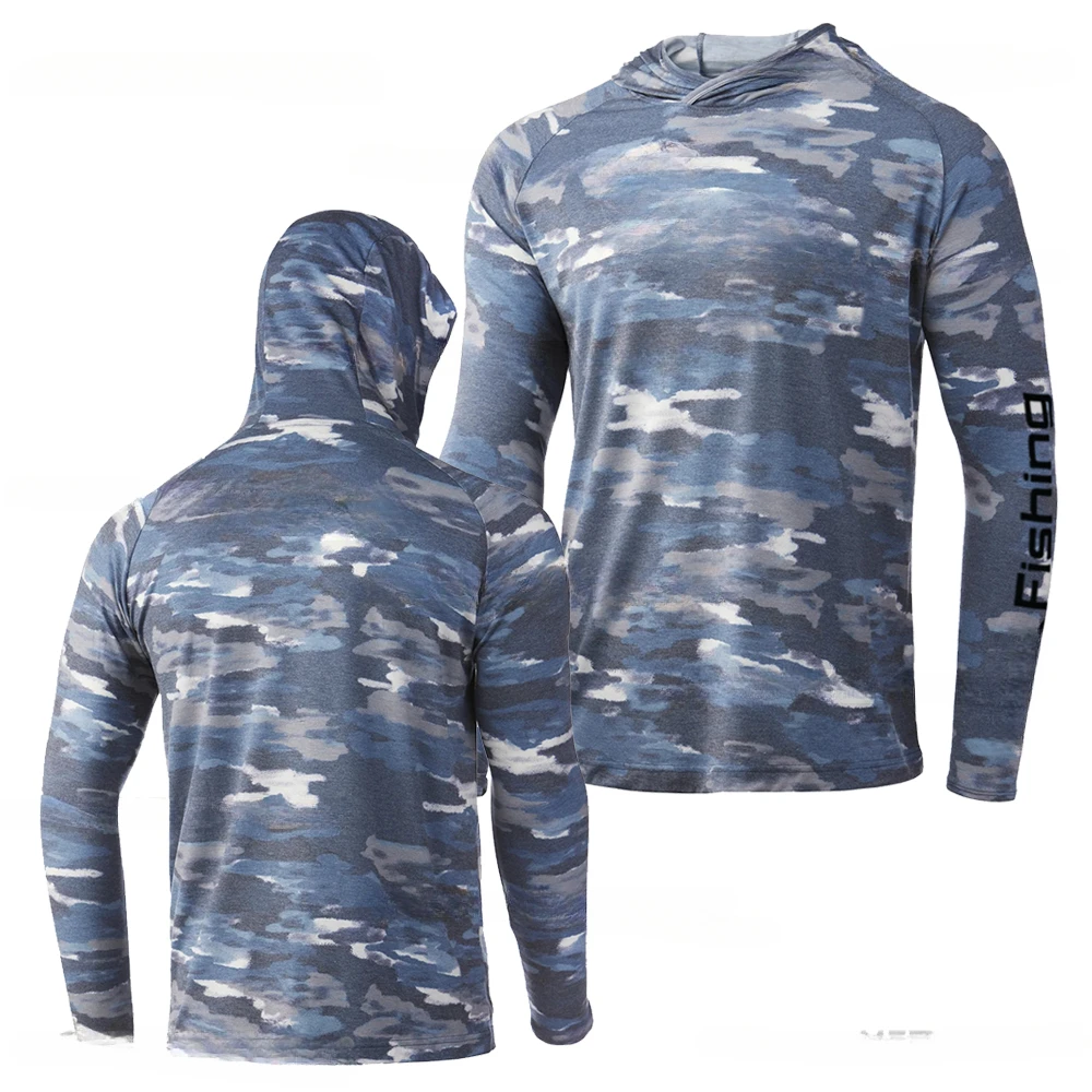 

Men Long Sleeve Performance Angling Shirts Sun Protection Quick Dry Hoodie Fishing Tops Fish wear