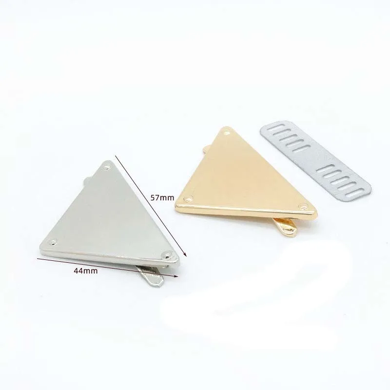 40pcs high quality triangle decoration Metal Plate Blank Logo Laser hardware straps tail clasp accessory bag accessories