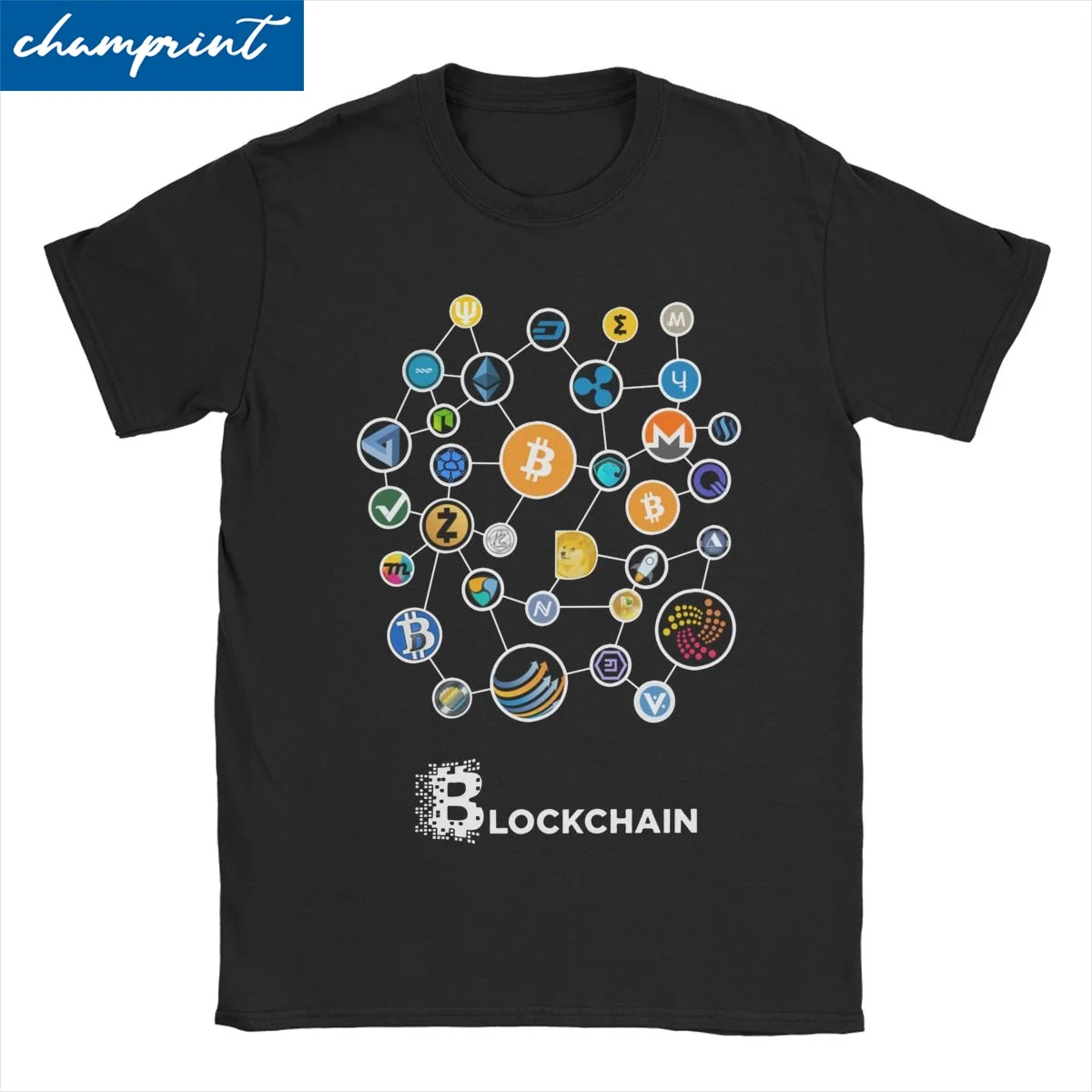 Мужские хлопковые футболки с коротким рукавом, блокировка блоков биткоинов, литекоин, эфириум, криптовалюты