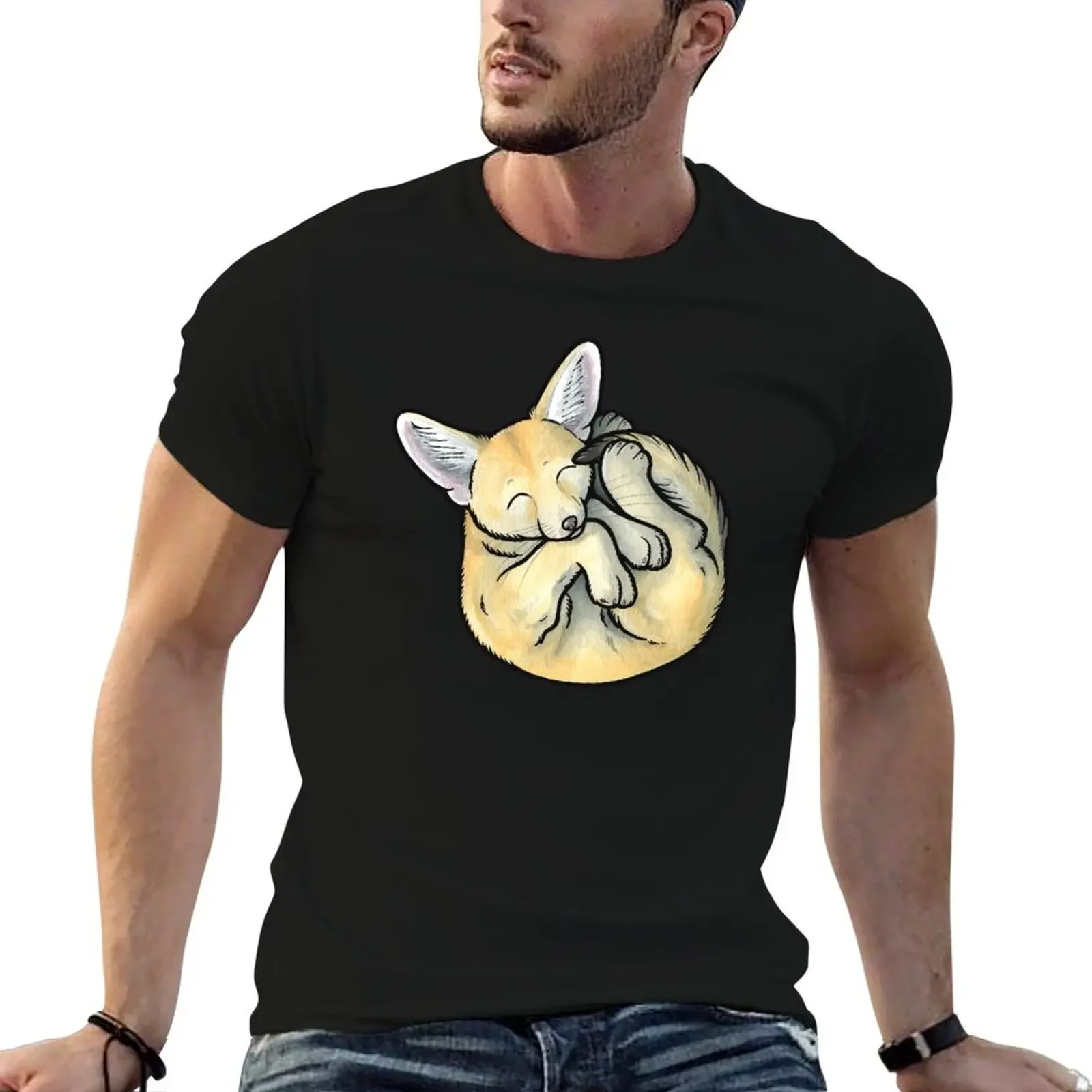 

Fennec fox cub T-Shirt man clothes anime figures custom t shirt mens graphic t-shirts funny