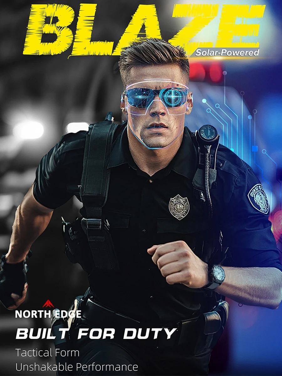 

NORTH EDGE 2025 BLAZE Мужские часы Солнечная энергия Корпус из нержавеющей стали 316, кварцевые часы для мужчин Пилот Водонепроницаемый 50 м Секундомер