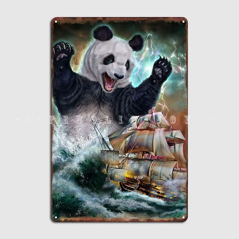 Monster Giant Panda Kraken Metal Sign Club Home Pub Garage Customize Plaques Tin Sign Poster