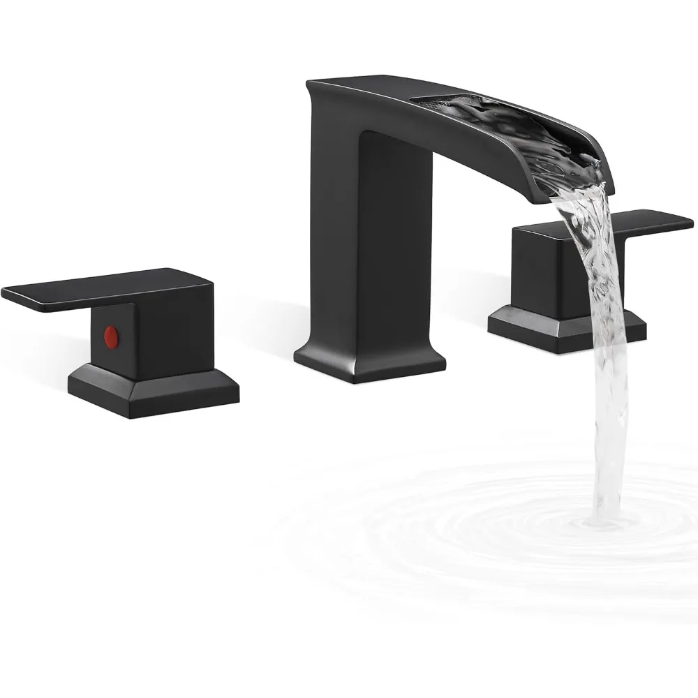 

High-Flow Black Roman Tub Faucet Set, Brass Construction, 6-16 Inch Bath Tub Fixtures, 3 Holes, 2 Handle Widespread Design