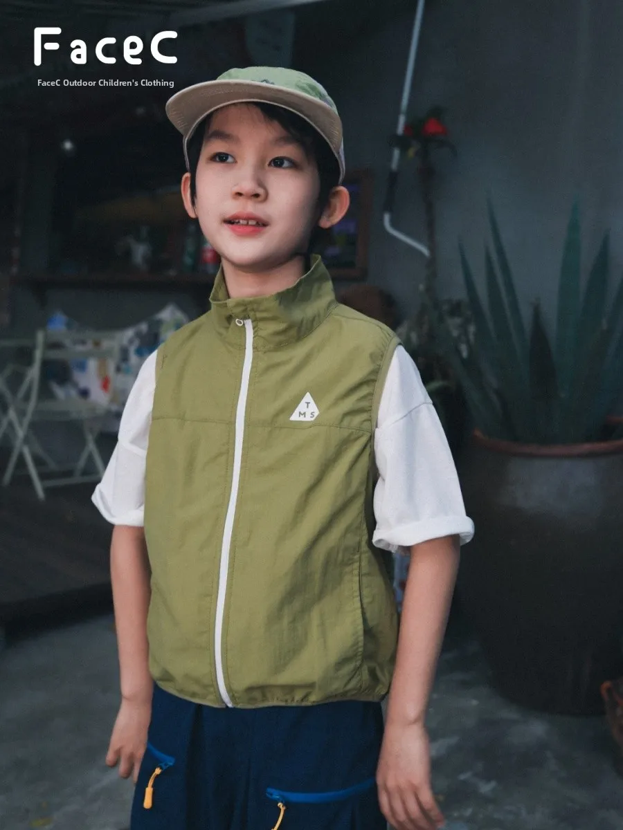 Facec Boys Quick Dry Vest 2026 Summer New Outdoor Mountain Climbing Camping Jacket for Middle And Large Children