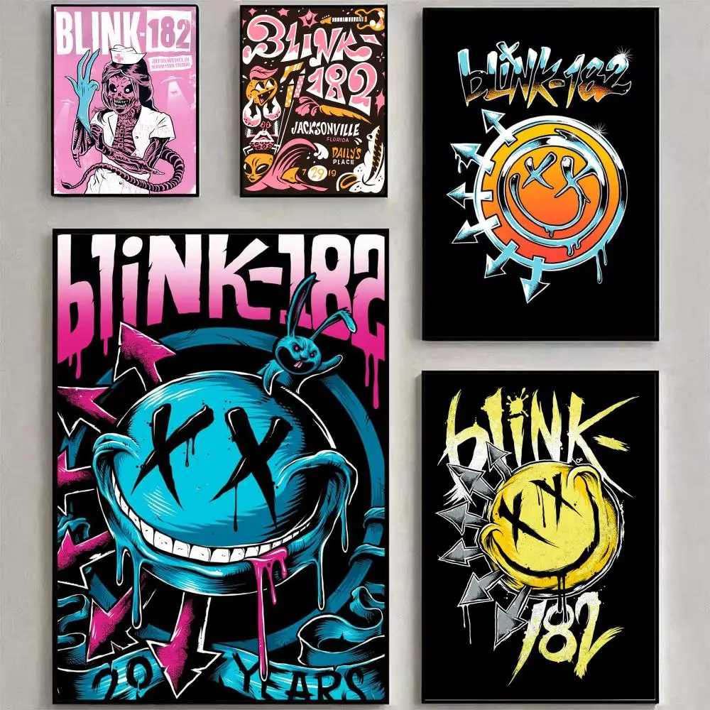 B-Band B-B-BLINK-182 Pôster HD em tela à prova d'água Arte de pôster: Decoração de parede estética para casa, bar e muito mais