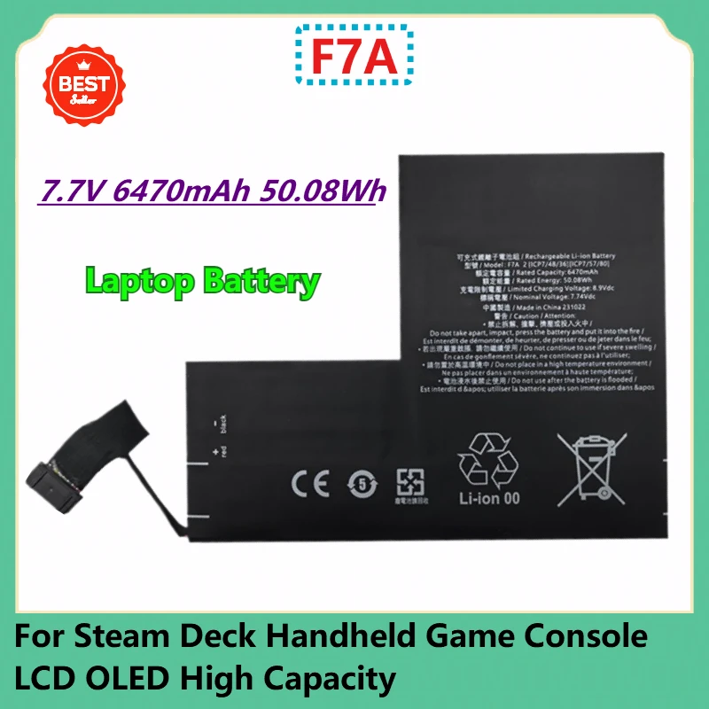 F7A Laptop Battery 7.7V 6700mAh/6470mAh/5200mAh 53Wh/50.08Wh/40.04Wh for Steam Deck Handheld Game Console LCD OLED High Capacity