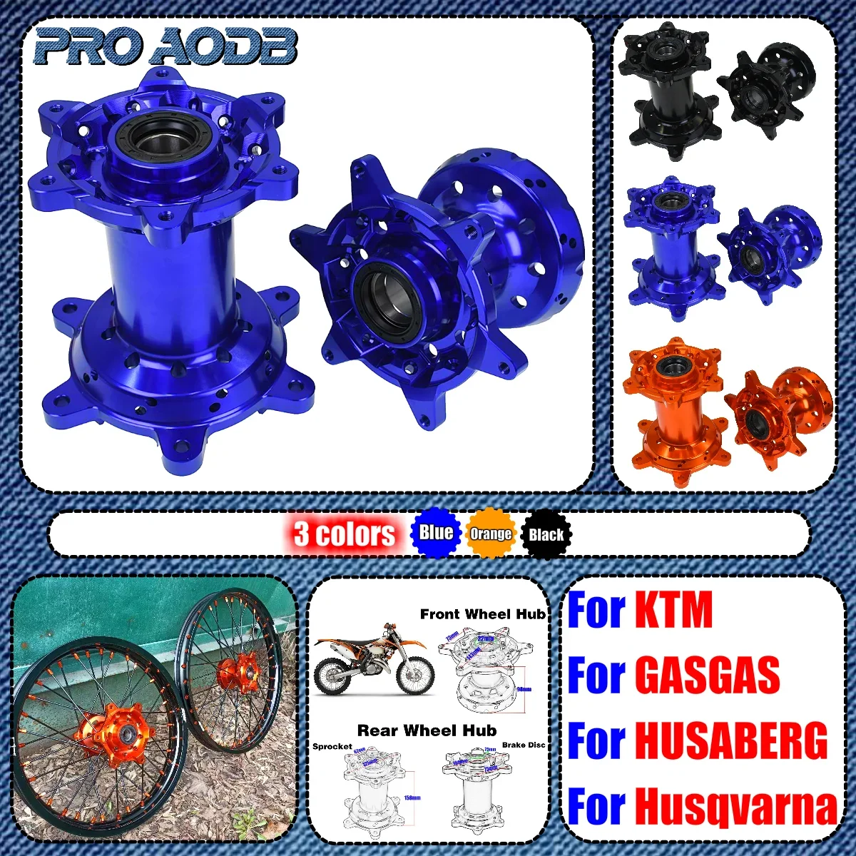 Для KTM SX SXF EXC EXCF 2003-2022 Ступицы передних и задних колес для мотокросса XC XCF XCW XCFW 2008-2022 Husqvarn TE FE TC FC TX FX