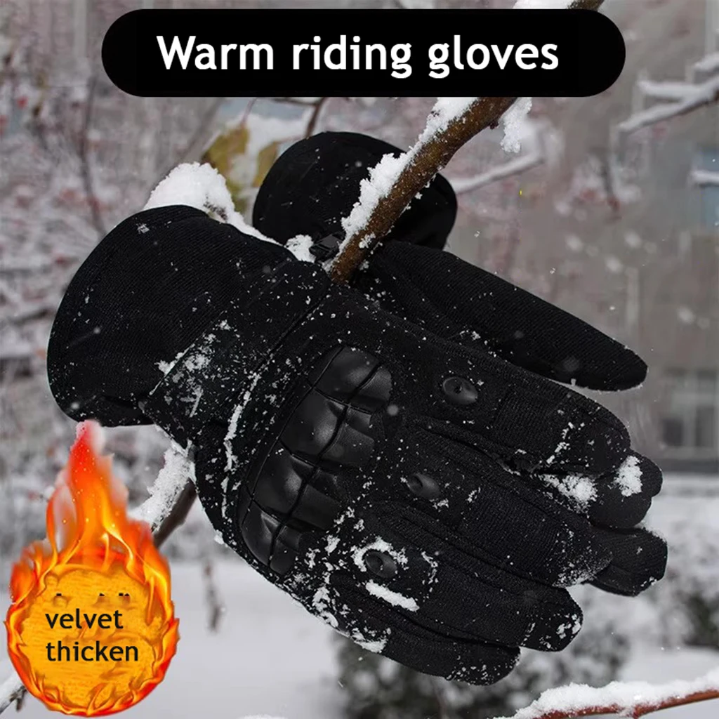 

Winter Men‘s Motorcycle Riding Gloves Cycling Skiing Shell Break Fleece Field Thermal Touch Screen Women Training Sports Glove