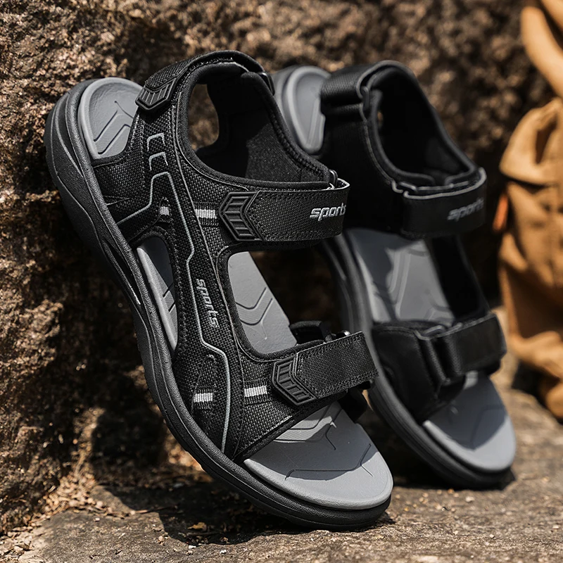 Summer Outdoor Men's Sandals Casual Anti-Slip Thick Bottom Soft Hiking Beach Flat Shoes TPR Outsole for Men Sport Running Sandal image 5