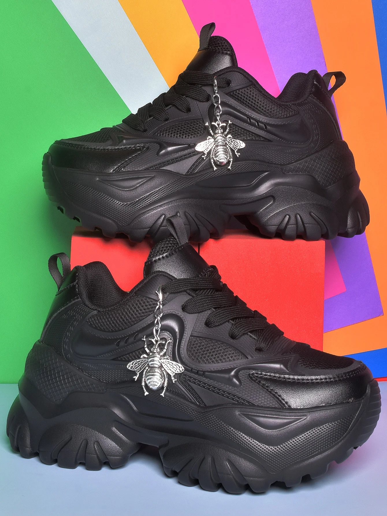 

Women's platform increase 6CM black high heels Four seasons outdoor fashion exquisite shoes accessories casual sports shoes