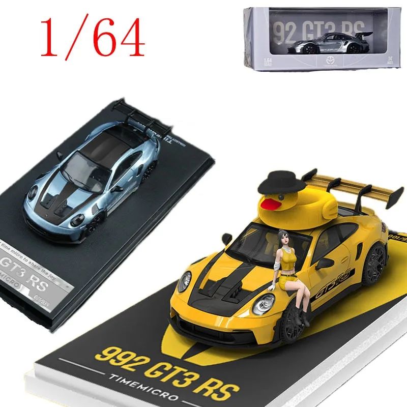 โมเดลรถ TM Diecast สเกล 1/64 รถปอร์เช่ 992 GT3 RS 'บิ๊กเยลโลดั๊ก' ทำจากโลหะผสม ของเล่นสำหรับเด็กผู้ชาย ของขวัญ