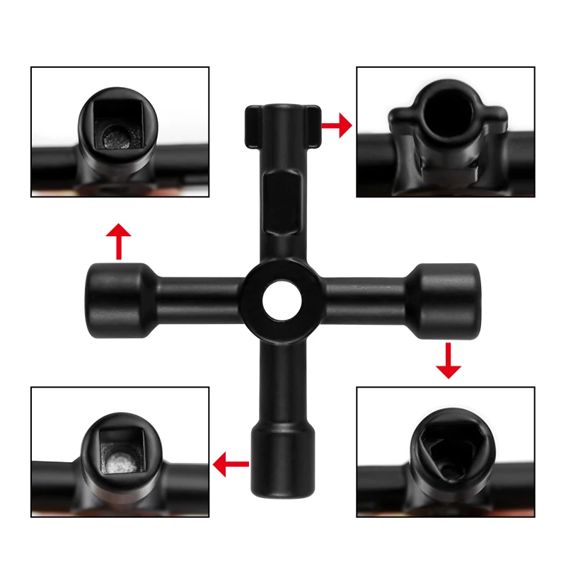 1 قطعة 4 في 1 مفتاح الربط متعدد الأغراض خزانة التحكم الكهربائية مثلث مفتاح الربط مصعد عداد المياه صمام ثقب مربع مفتاح #5