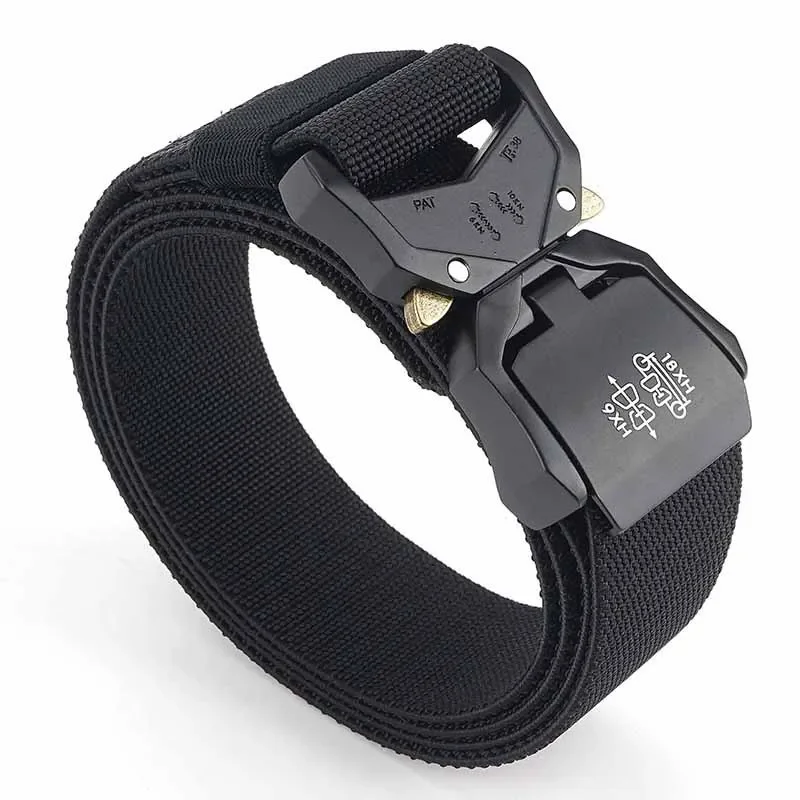 New Aluminum Alloy Buckle Tactical Belt for Men Elastic Nylon Pants Men Belt Outdoor Military Fan Tooling Belts for Womens