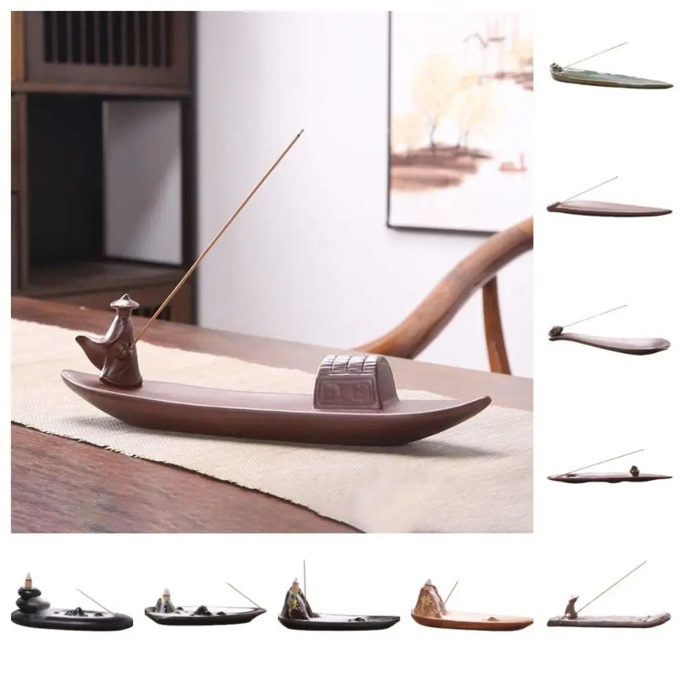 Creative Incense Stick Holder Japanese Style Bamboo Raft Aromatherapy Base Zen-like Fisherman Backflow Aroma Diffuser