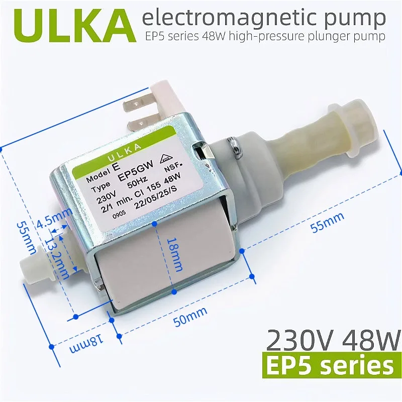 Bomba Solenoide de Alta Pressão ULKA EP5 230V 50Hz 48W para Máquina de Café - Peça de Reposição