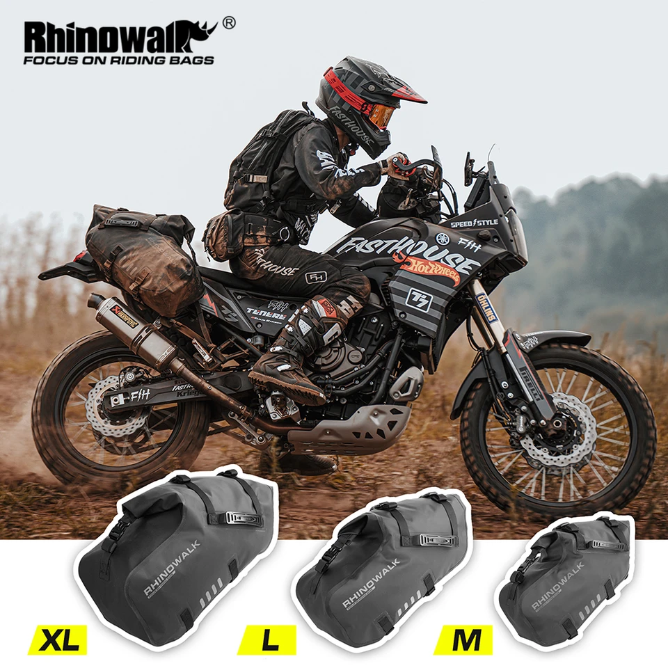 Rhinowalk オートバイサイドバッグ 18L/28L/48L 100% 防水バイクパニア