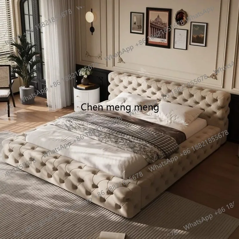 Italian minimalist new matte cloth high-end modern light luxury double master bedroom large flat bed