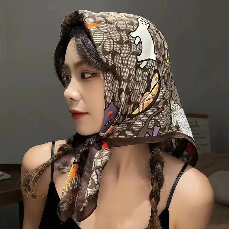 New Silk Square Scarf Women Luxury Floral Print Kerchief Soft Satin Hairband Hands Bag Ribbon Foulard Hijab Neckerchief Headband