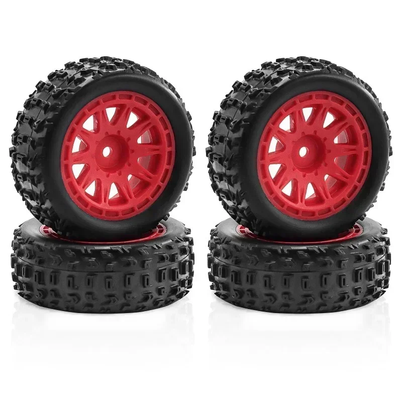 

TRXS 4PCS Upgraded Windmill-Style Wheel Hubs & Wolf Tooth Tires for Arrma 1/18 2S Typhon Grom ARA2106, High-Toughness 55A Rubber