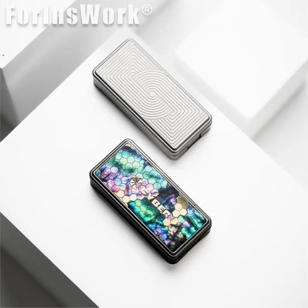 Cyber EDC Mother-of-Pearl Inlay Slider Fidget Slider Metal Fidget EDC Toys Antistress For Adults Decompression Stress Toy