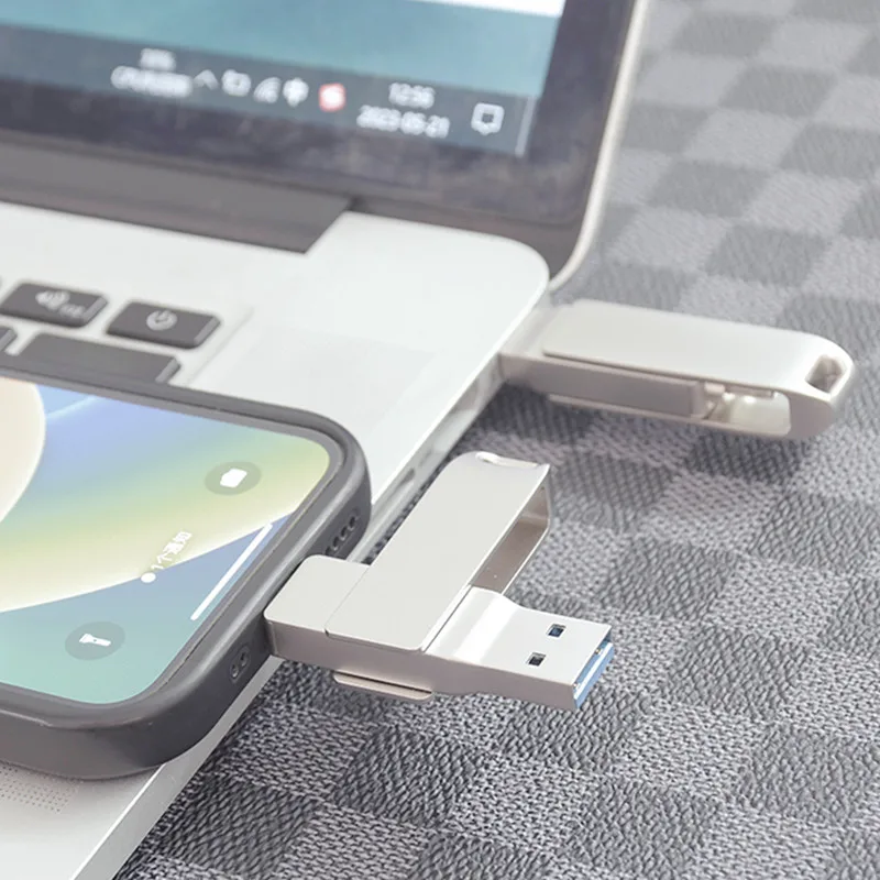 Ruota Usb 3.0 Flash Drive per iPhone 256GB con interfaccia 2 in 1 da USB-A a lightning pendrive usb3.0 per Iphone11/12/13 /14 Ipad