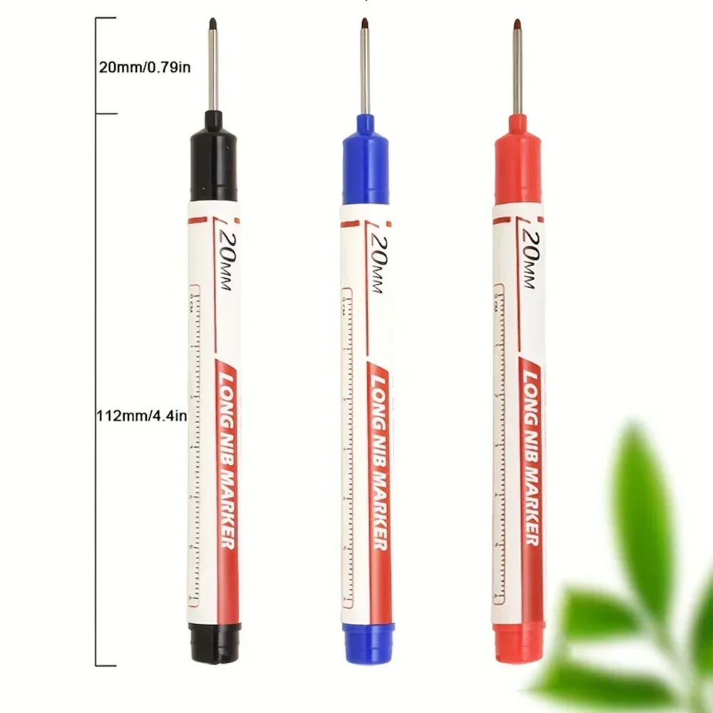10Pcs/Set Multi-Purpose 20mm Deep Hole Long Nib Head Marker For Metal Perforating Pen Waterproof Bathroom Woodworking Decor Tool image 2