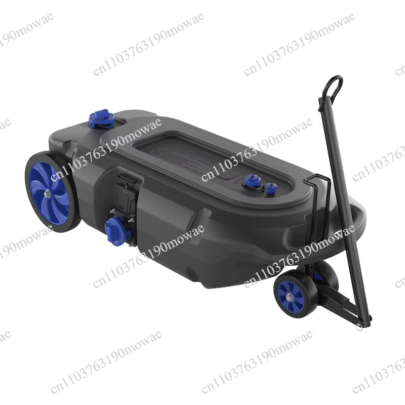 34-Gallon  portable dumpster with large, heavy-duty wheels and low drain holes