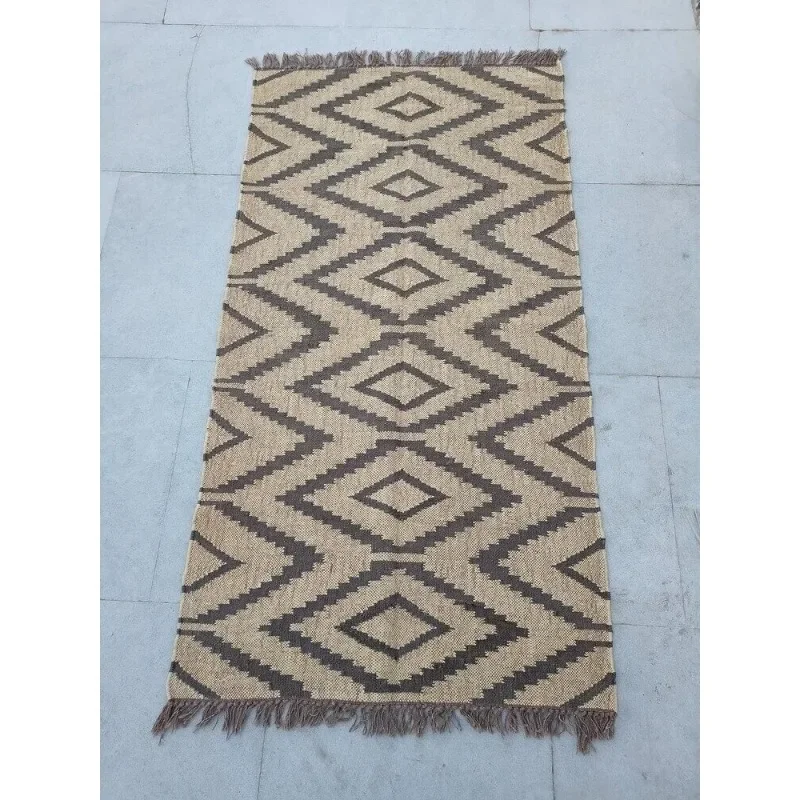 Rug Indian Handwoven Navajo Wool Jute Kilim Rug Home Decor Rectangle Area Rug