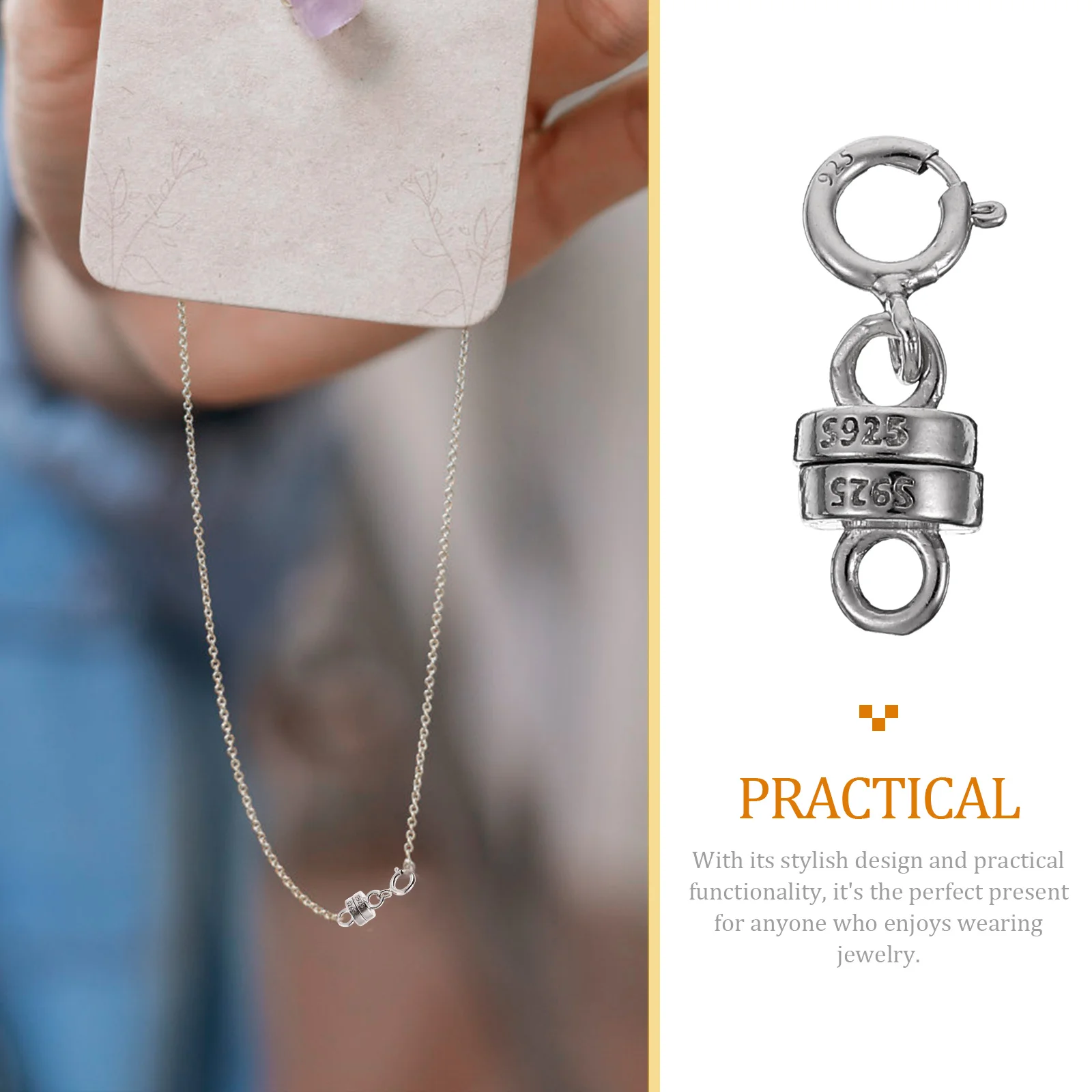 

Sterling Silver Extension Chain Extenders Magnetic Clasps for Jewelry Bracelet Necklace Durable Portable DIY