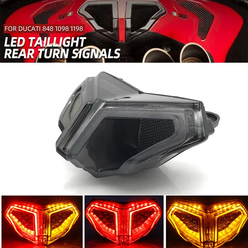 

Motorcycle LED Rear Tail Light Brake Turn Signals For Ducati 848 1098 1198 Integrated LED Light Taillight