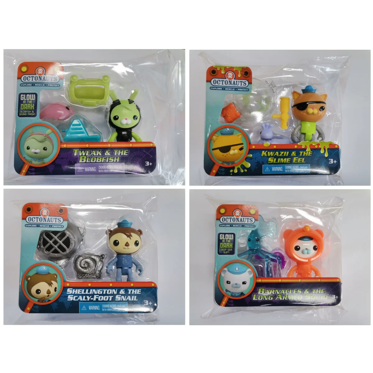 

4pcs/Lot octonauts Action Figures Peso Kwazii Glow In The Dark Marine Creature Vampire Squid Sea Snot Bolb Slime Eel Toys