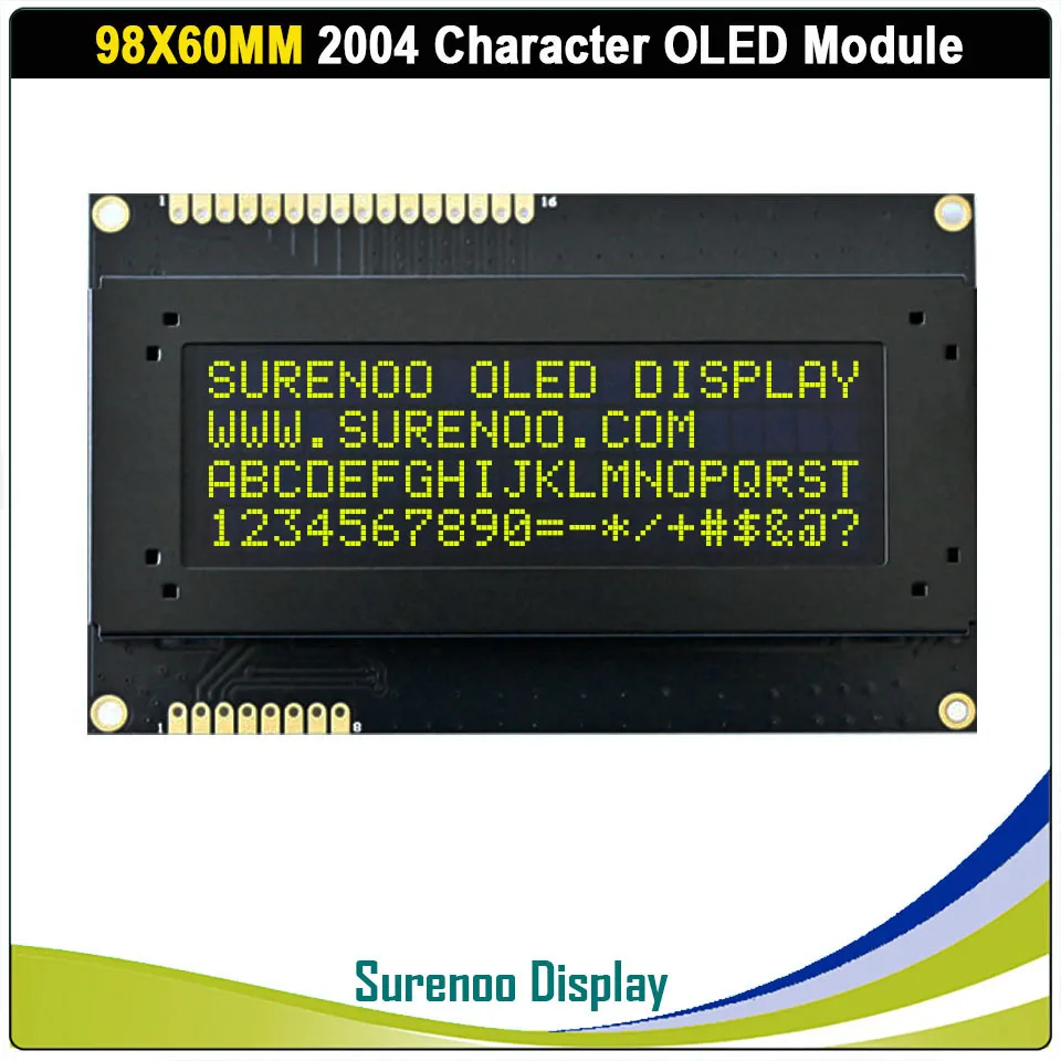Real OLED Display, 2.89" 2004 204 20*4 COG Character LCD Module Screen LCM build-in US2066, Support Serial SPI IIC/I2C
