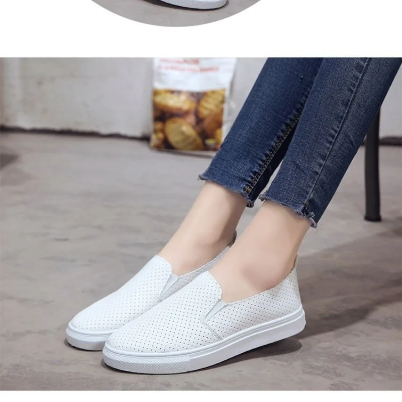 Spring and summer small white shoes women\'s shoes or lend students lazy flat-bottomed leather a leather shoes white nurse shoes