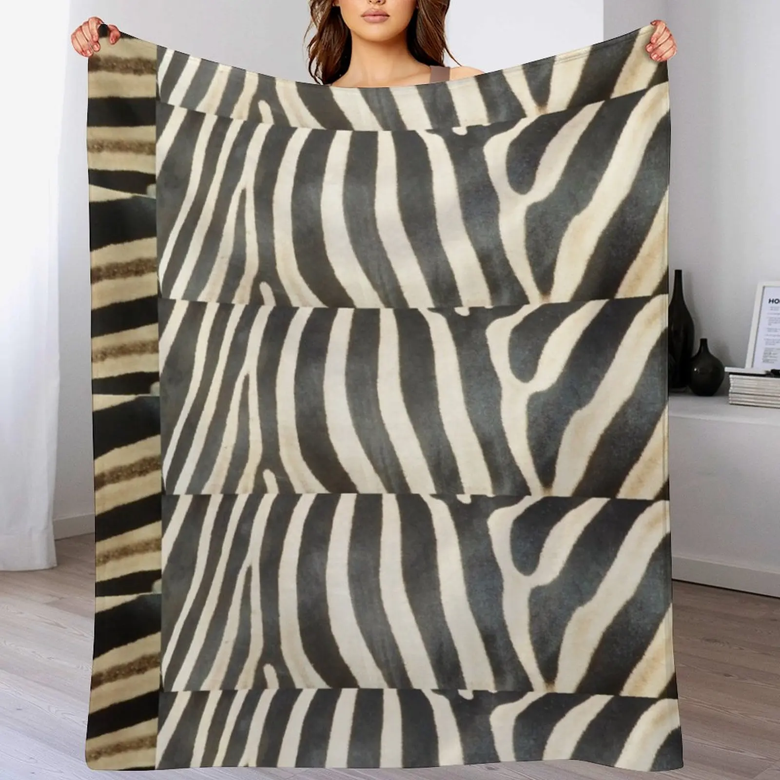 

New Zebra Stripe Fur Photo Throw Blanket Luxury Brand Flannels decorative For Sofa Thin Blankets