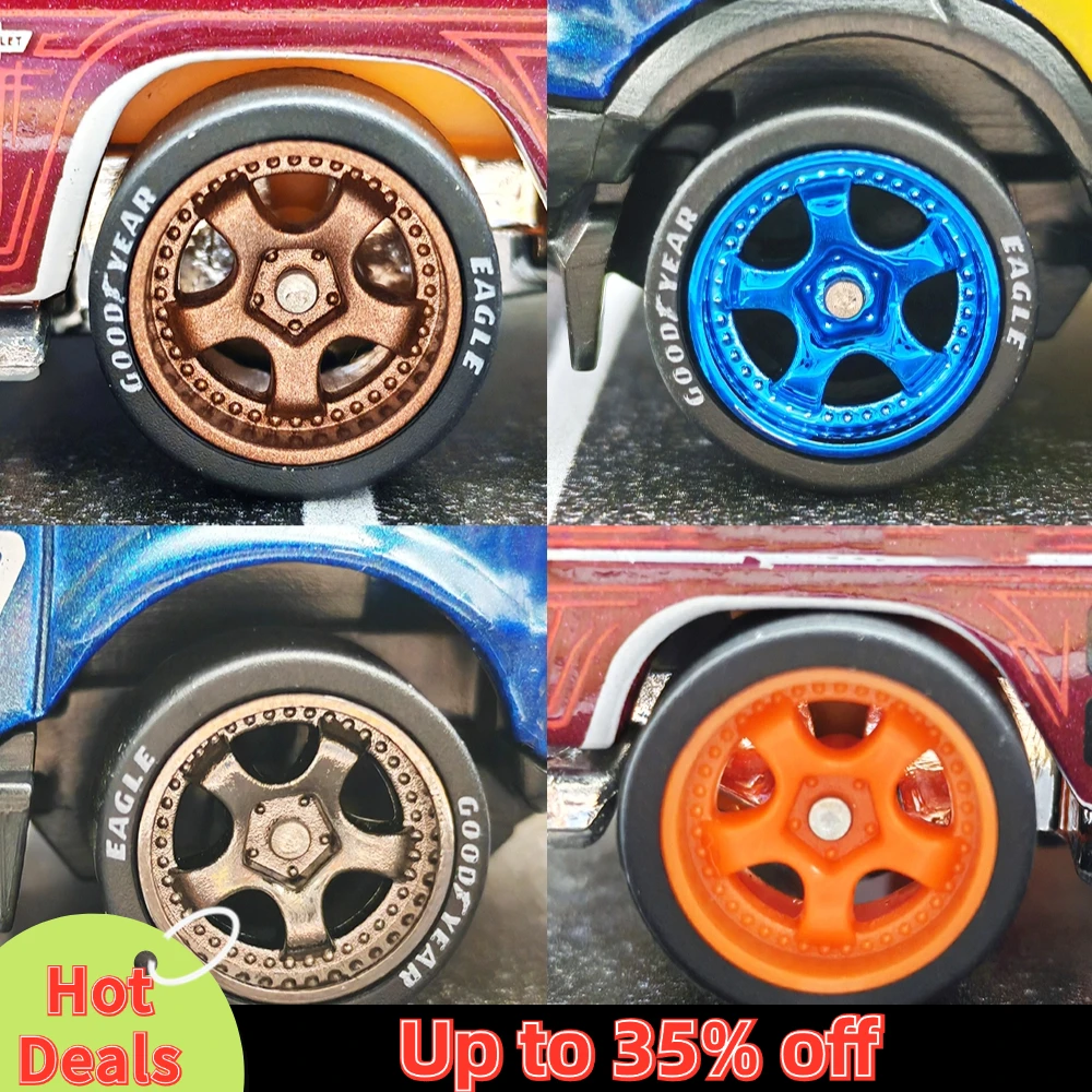 1/64 Wheels with Rubber Tires Work S1 Large Size Refitting Parts for Diecast Model Car Hot Wheels Matchbox Tomica D:13mm 1 Set