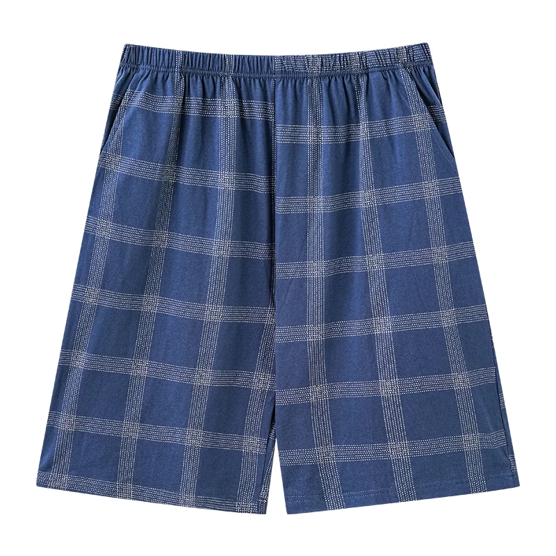 L-4XL Men's Knit Cotton Short Trousers Plaid Sleep Pants Mens Pajamas Pants Bottoms Sleepwear Pajama For Men Loose Pijama Hombre