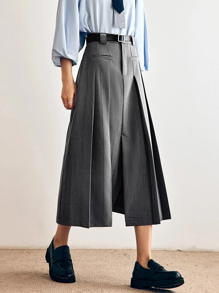 OLrain faldas francesas para mujer, Falda plisada lisa de otoño 2025, falda de cintura alta, ropa femenina elegante de corte a a a la moda O57QB66908