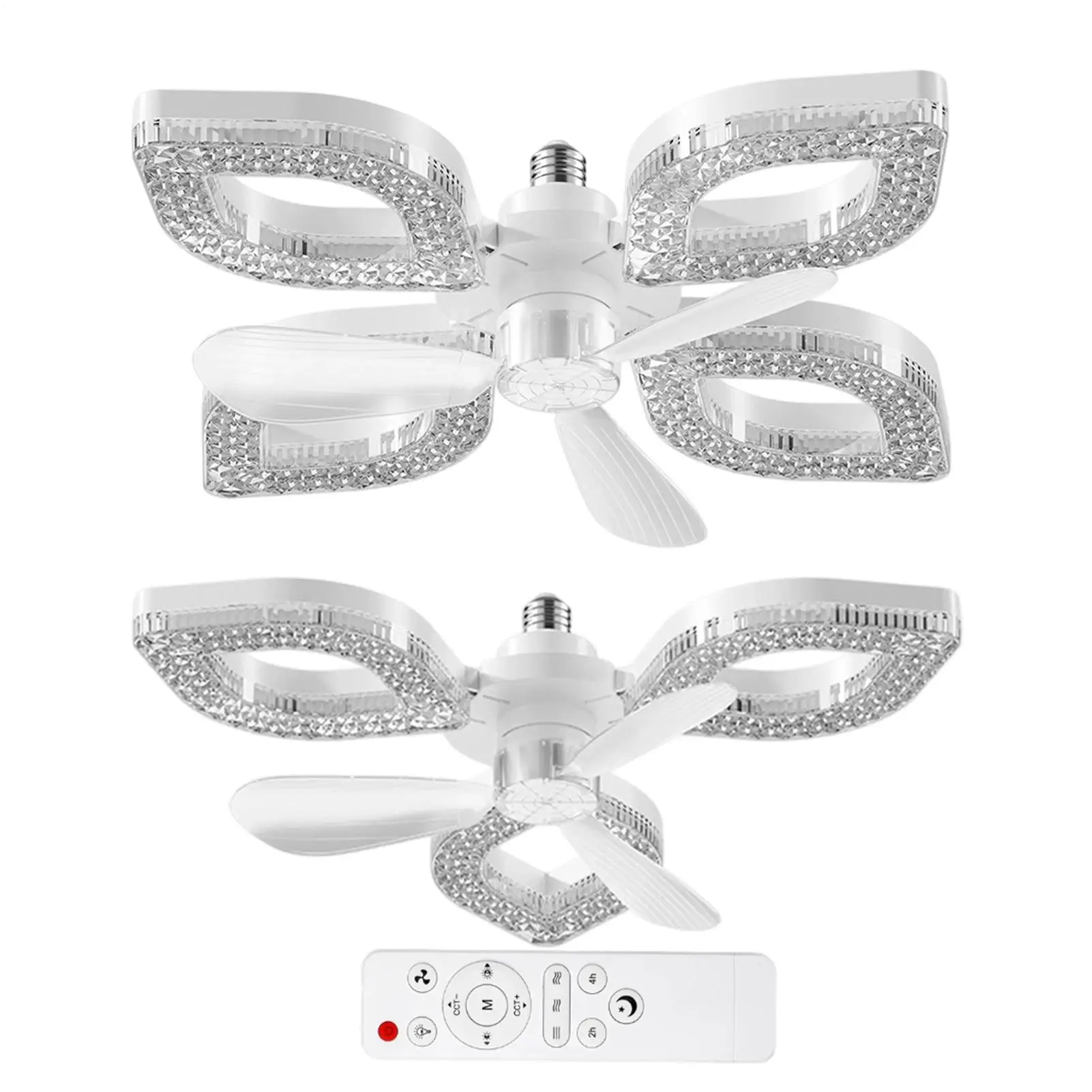 Flower shaped Screw in Ceiling Fan with Light 3 Wind Settings 3000K-6500K Dimmable LED Fan Light Ceiling with Remote for Home