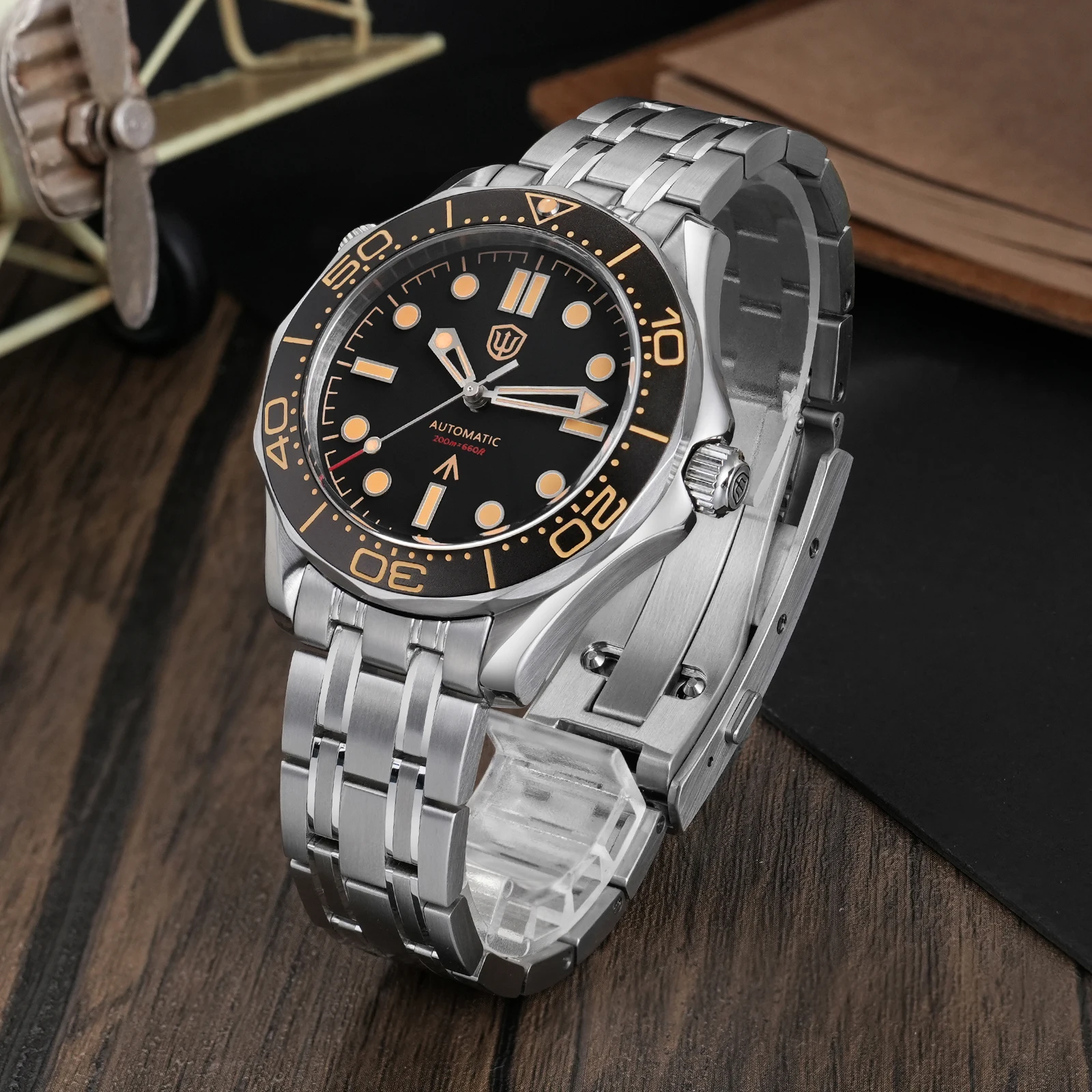 Watchdives WD007ST 39mm Men Dive Watch NTTD NH35 Automatic Movement Domed Sapphire C3 luminous Watches 200M Waterproof Men Watch