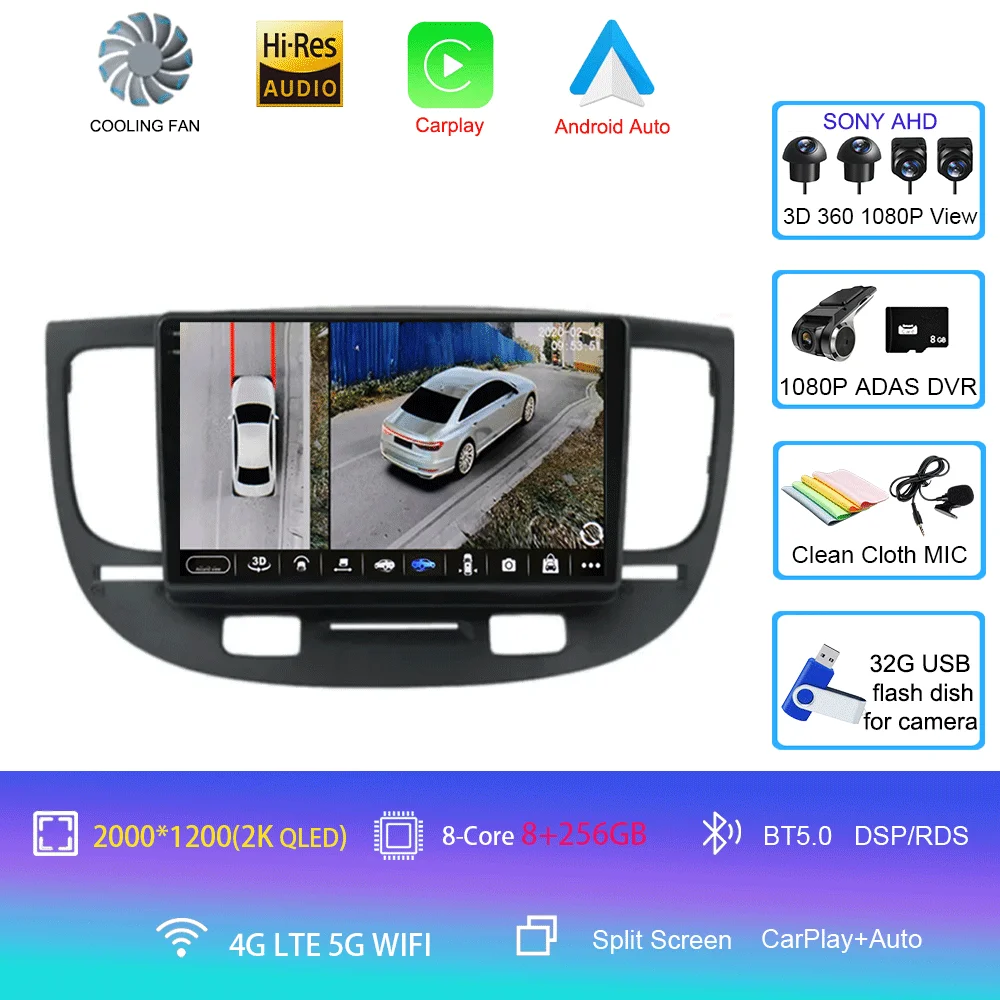 Voor Kia RIO 2 RIO2 2005 - 2011 Android 16 Bluetooth WIFI autoradio multimediaspeler GPS geen 2 Din gratis auto 360 camera 4G