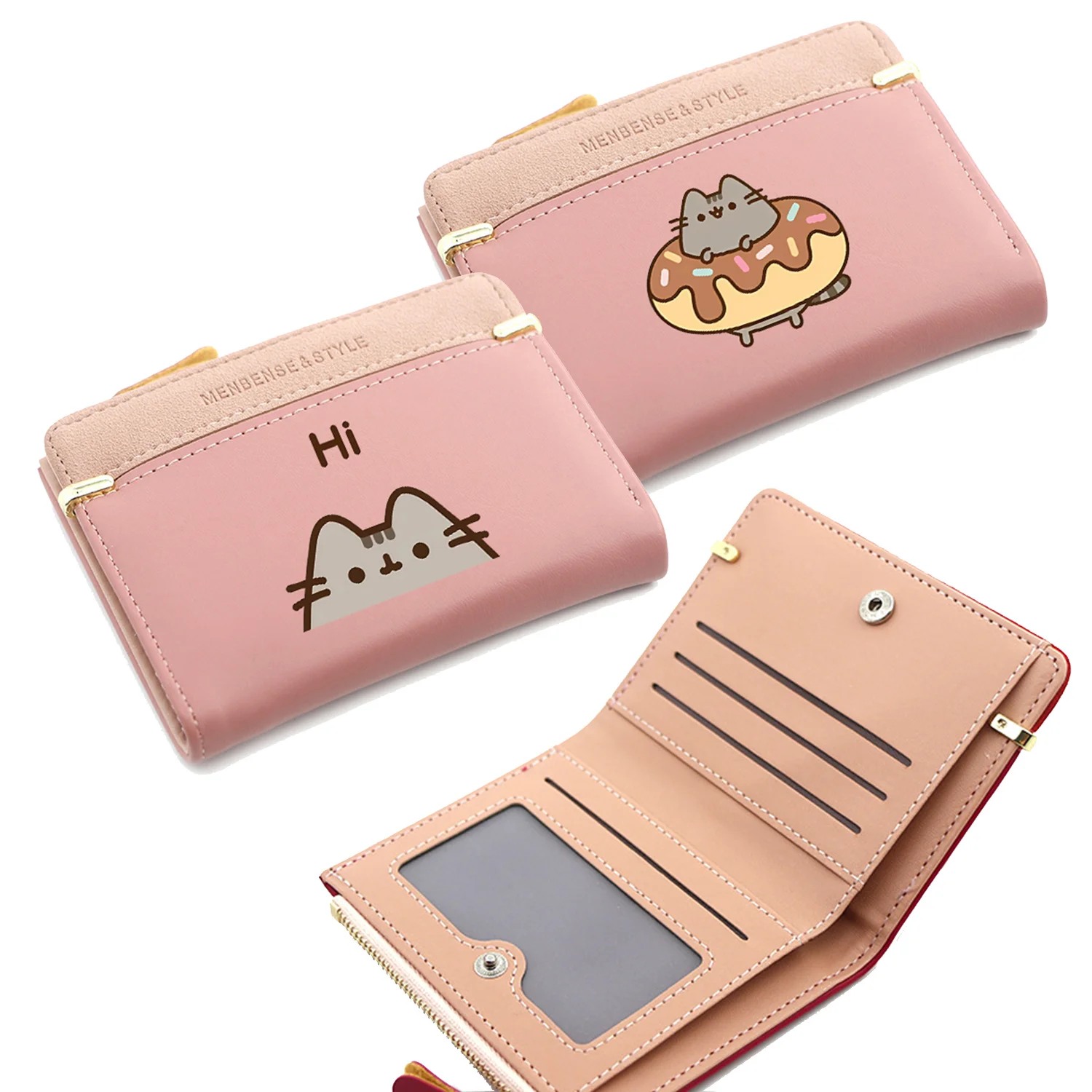 Pusheen Women\'s Wallet Anime Short Wallets Cute PU Leather Coin Purse Multifunctional Card Holder Slim Clutch Bags Birthday Gift