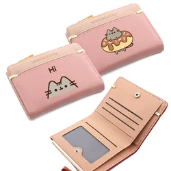 Pusheen Women's Wallet Anime Short Wallets Cute PU Leather Coin Purse Multifunctional Card Holder Slim Clutch Bags Birthday Gift