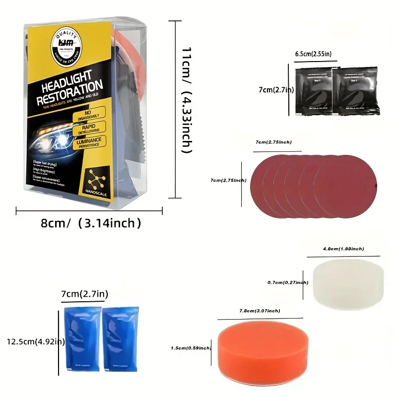 Plastic Lens Headlight Repair Kit - restores clarity to car headlights and taillights - increases headlight life