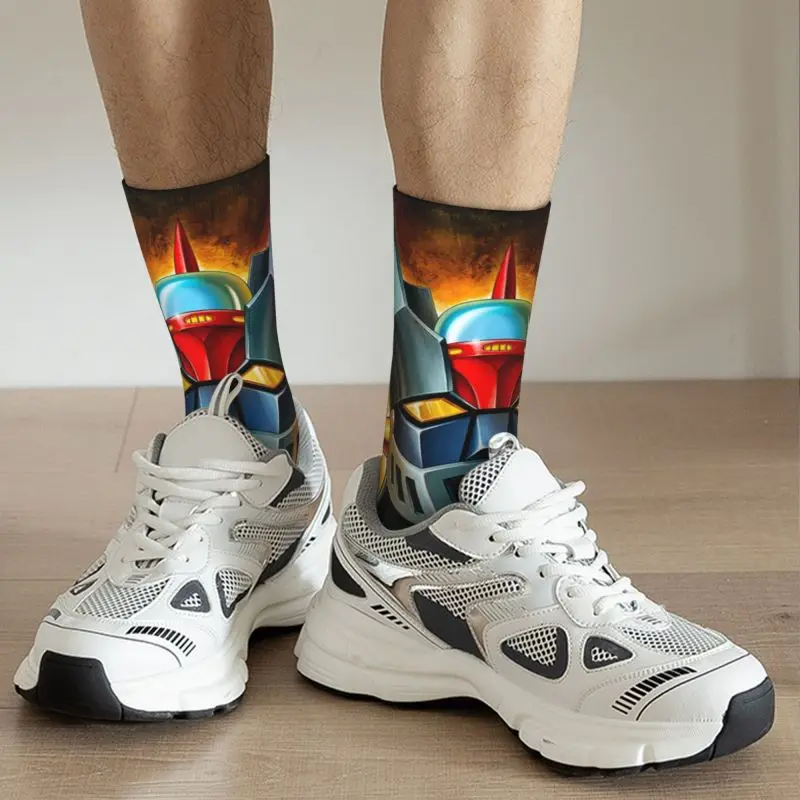 Fashion Print UFO Robot Mazinger Z Socks for Men Women Stretchy Summer Autumn Winter Anime Manga Crew Socks