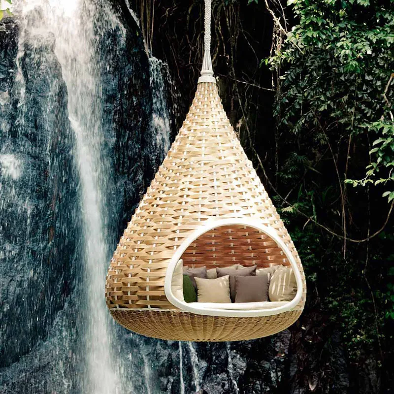 Customized Outdoor Hammock Bird's Nest Bed B&B Holiday Courtyard Creative Rattan Bed Outdoor Cage Rattan Birdcage Bed