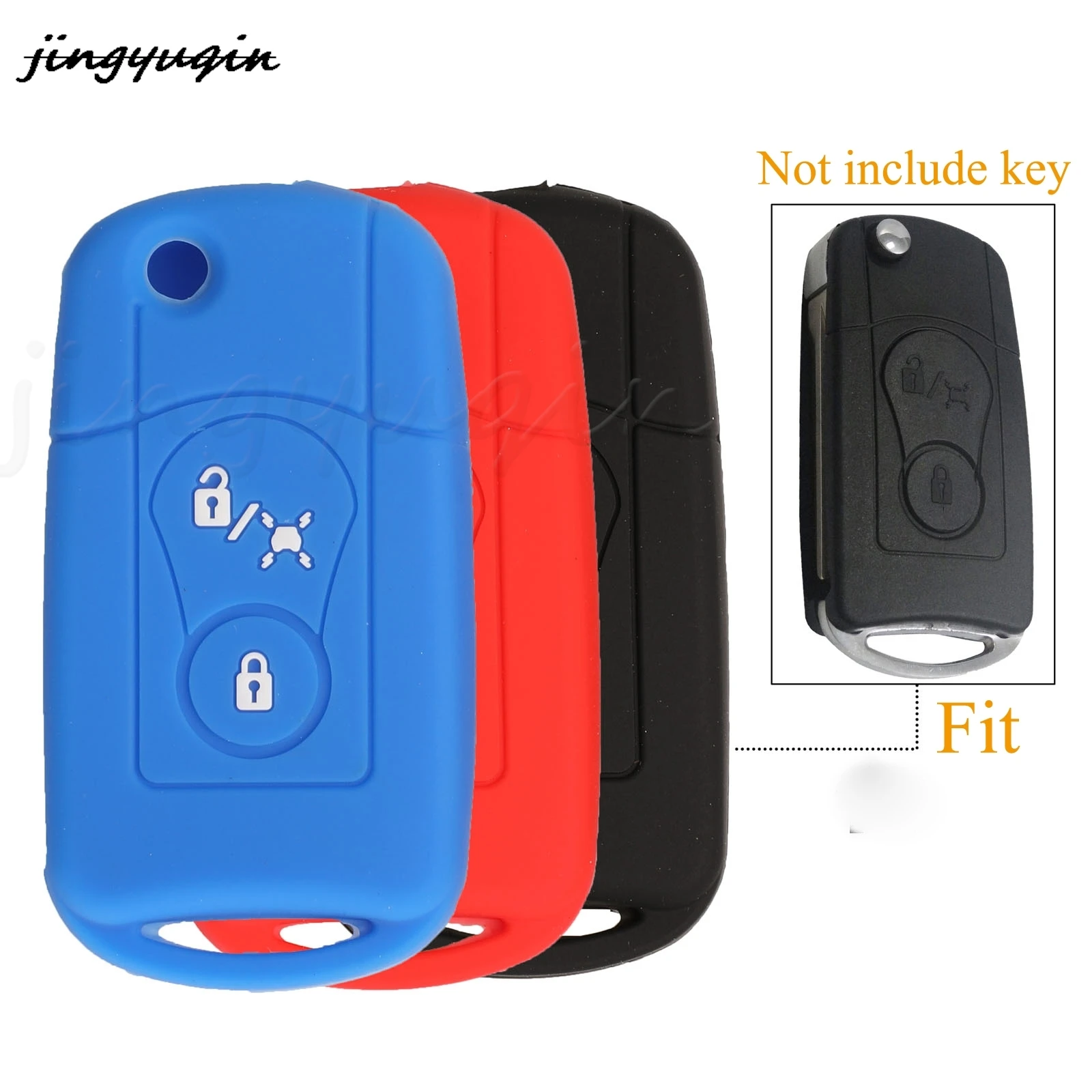 jingyuqin 2 Buttons Silicone Rubber Remote Car Key Case Cover For Ssangyong Actyon Kyron Rexton