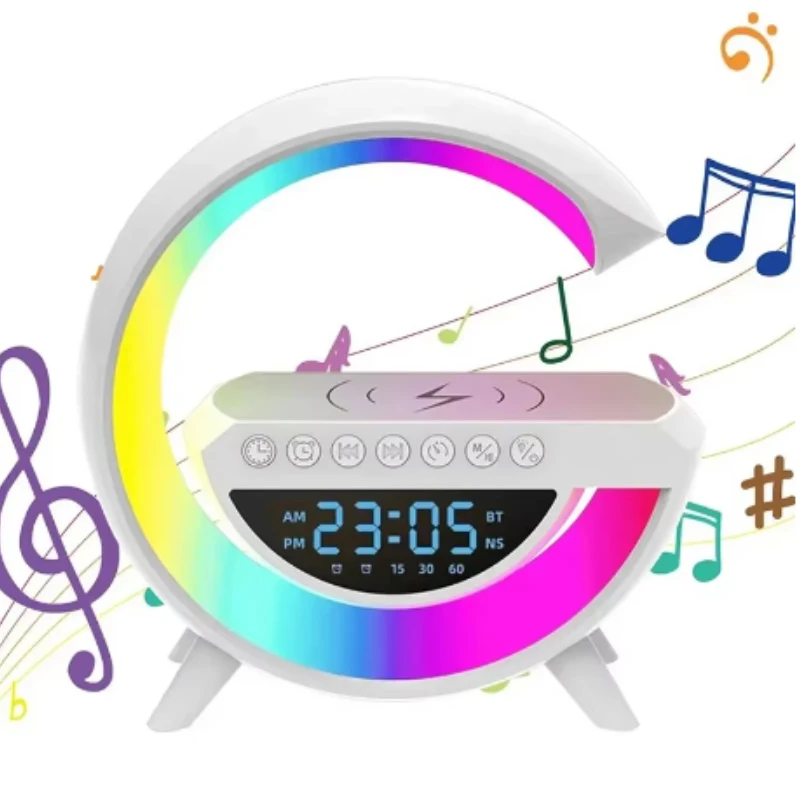 Multifunctional Bluetooth Speaker With Night Light Wireless Charger Stand Fast Charging Station TF RGB